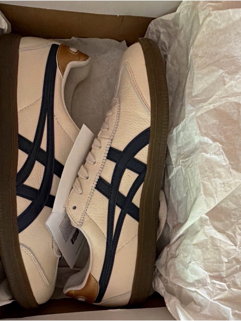 Onitsuka Tiger by Asics Cream Sneakers with Navy Stripes